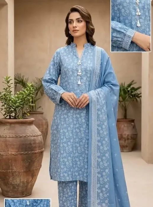 Printed Lawn with Embroidered Lace – Ready to Wear 3PC Suit